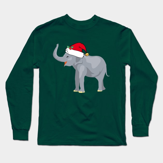 Cute Christmas Elephant Santa Claus Long Sleeve T-Shirt by epiclovedesigns